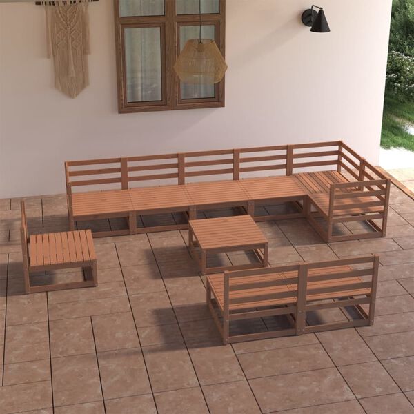 vidaXL Garden Lounge Set Honey brown Solid pine wood Large Modular