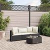 vidaXL Patio Sofa Set Set of 3 Black PE rattan Adjustable Feet