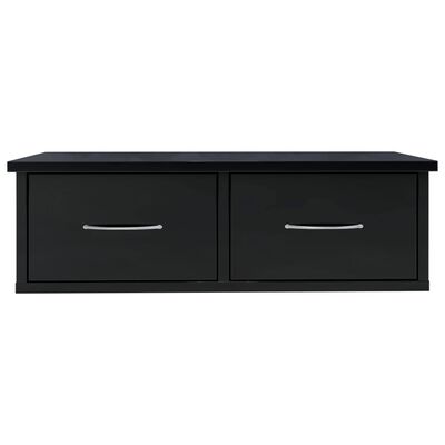 vidaXL Wall-mounted Drawer Shelf High Gloss Black 23.6" x 10.2" x 7.3" Engineered Wood