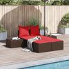 vidaXL Patio Double Sun Lounger Brown with Red Cushions