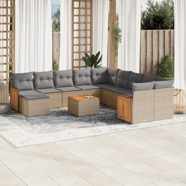 vidaXL Garden Sofa Set Beige, Light grey