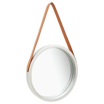 vidaXL Wall Mirror with Strap 15.7" Silver