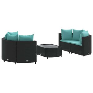 vidaXL Patio Sofa Set Set of 5 Black PE rattan One size
