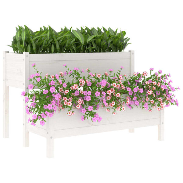vidaXL Planter White Solid pine wood 43.3 x 33.1 x 29.5 in