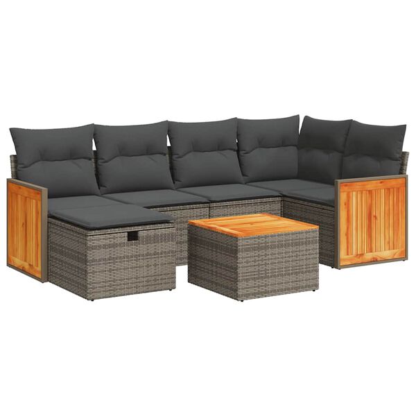vidaXL Garden Sofa Set Grey PE rattan Large Modular Garden Sofa Set