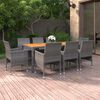 vidaXL Garden Dining Set Grey Poly Rattan 9 Piece Set Durable