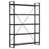 vidaXL Bookcase Black Solid mango wood, Powder-coated steel