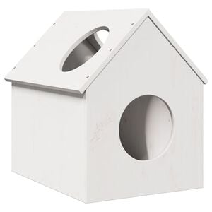 vidaXL Cat House White Solid Pine Wood 16.1 x 19.7 x 19.7 in Durable