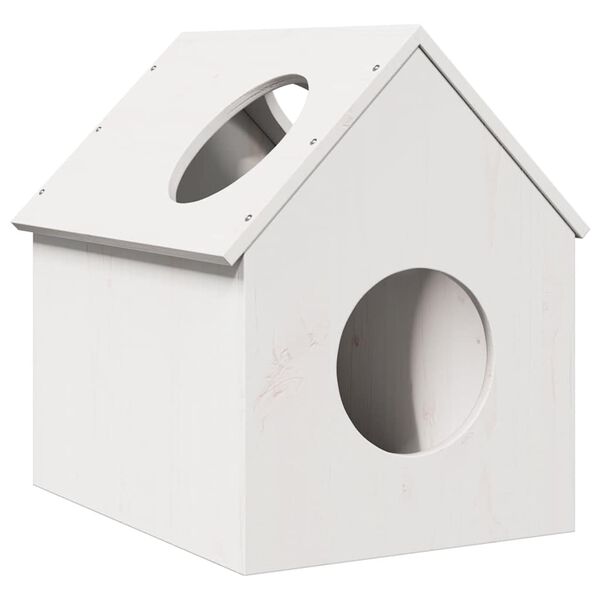vidaXL Cat House White Solid Pine Wood 16.1 x 19.7 x 19.7 in Durable