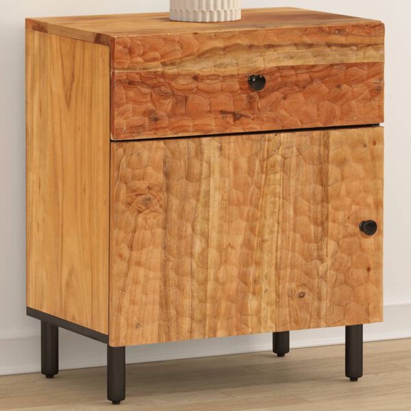 vidaXL Bedside Cabinet Natural Wood, Black