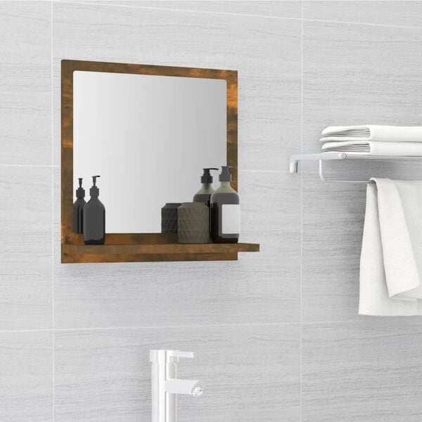 vidaXL Mirror Smoked Oak Engineered wood, acrylic 15.7 x 4.1 x 14.6 in