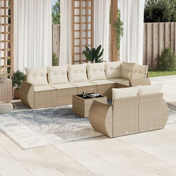 vidaXL Garden Sofa Set Beige PE rattan Large Modular Garden Sofa Set