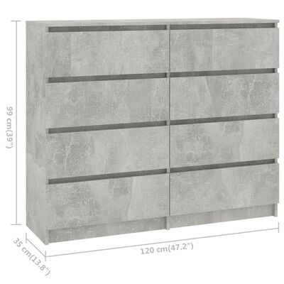 vidaXL Drawer Sideboard Concrete Gray 47.2"x13.8"x39" Chipboard