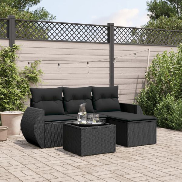 vidaXL Garden Sofa Set Black PE Rattan Large Modular Garden Sofa Set