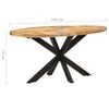 vidaXL Dining Table Rough Mango Wood Powder-Coated Steel