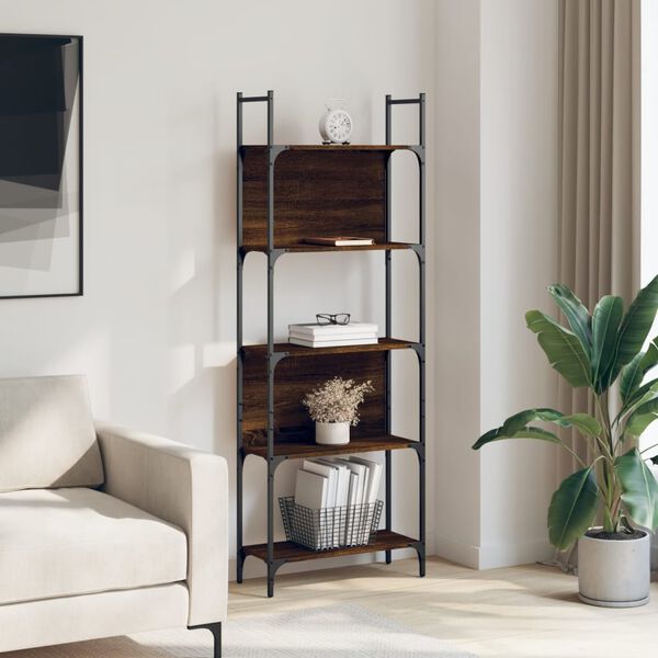vidaXL Bookshelf Brown oak Engineered wood Tall Bookshelf Rectangular