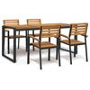 vidaXL Garden Dining Set Brown Solid Acacia wood 5 Piece Set Durable