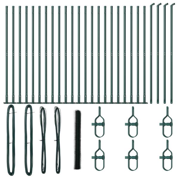 vidaXL Fence Post Green 164.04 x 5.25 ft (1.42 in mesh) Steel and PVC