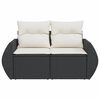 vidaXL Garden Sofa Black PE Rattan, Powder-Coated Steel, Polyester Medium