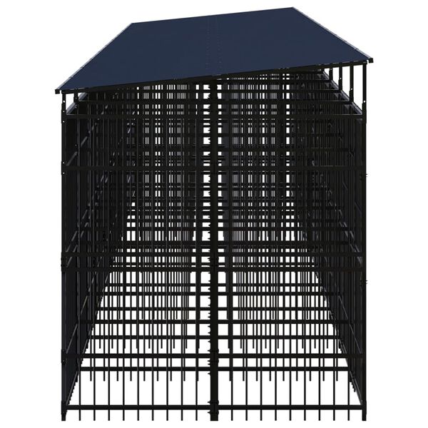 vidaXL Dog Kennel Black Powder-coated steel 198.4 sq ft Dog Kennel