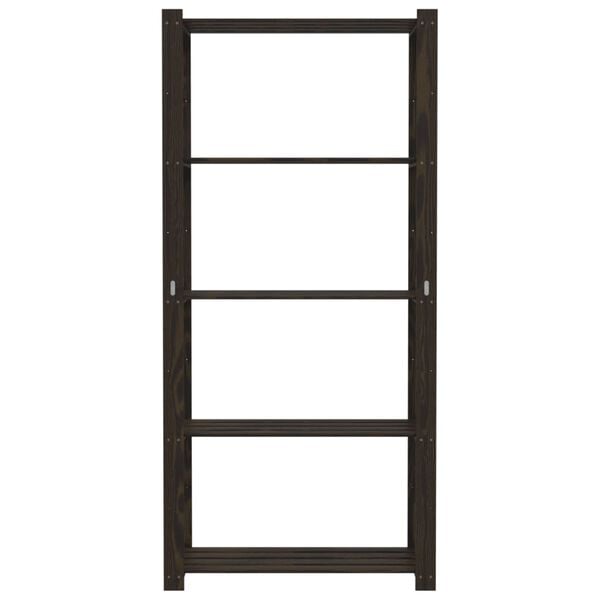 vidaXL 5-Tier Storage Rack Black 31.5x15.0x66.9" Solid Wood Pine