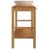 vidaXL Vanity Cabinet With Sink Cream, Natural Teak Solid Teak Wood Medium