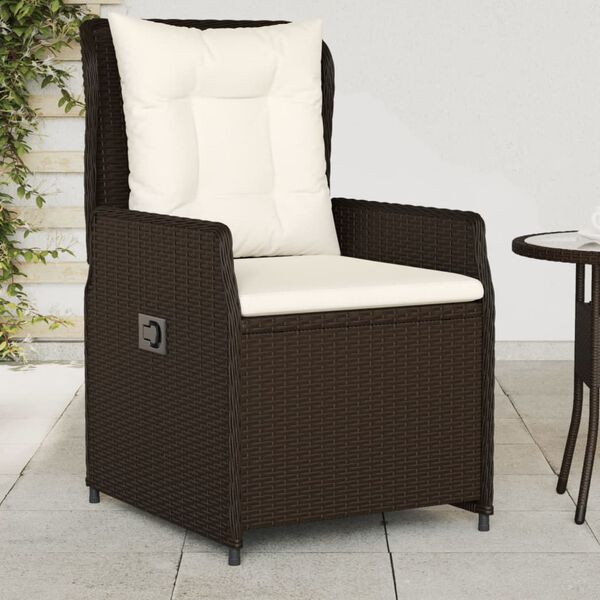 vidaXL Reclining Patio Chairs 2 pcs Brown Poly Rattan