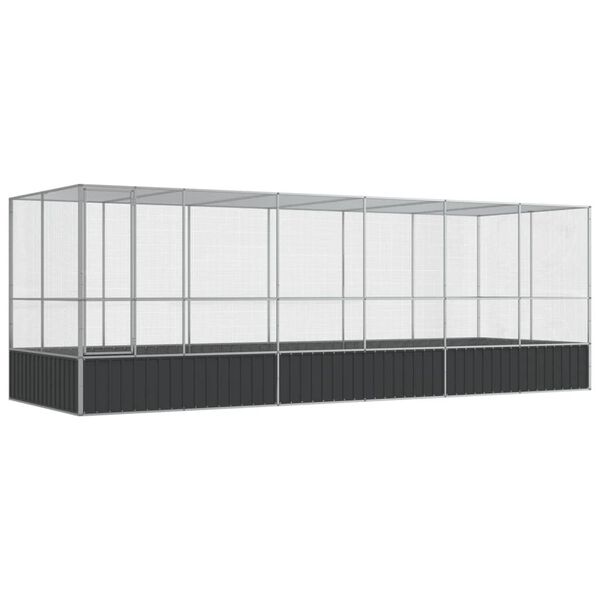 vidaXL Aviary Silver Galvanized Steel Large Durable Aviary
