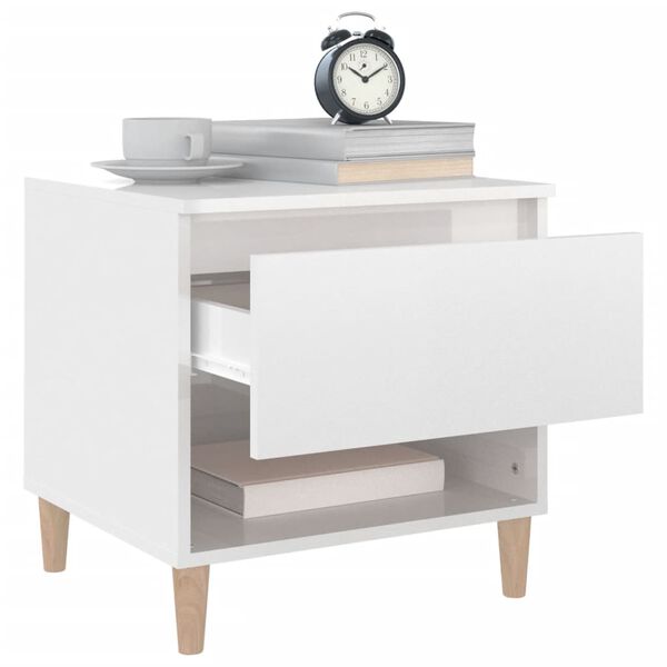 vidaXL Bedside Table Set of 2 High gloss white