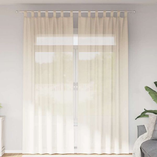 vidaXL Voile Curtains with Tab Top 2 pcs Cream