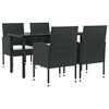 vidaXL Garden Dining Set Black Poly Rattan and Steel 5 Piece Set