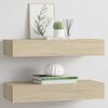 vidaXL Drawer Shelf Set of 2 Oak MDF, Metal Medium Appealing Design