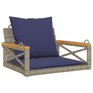 vidaXL Patio Swing Bench Gray PE rattan Single Detachable