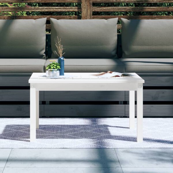 vidaXL Garden Table White Solid wood pine Medium Durable Garden Table