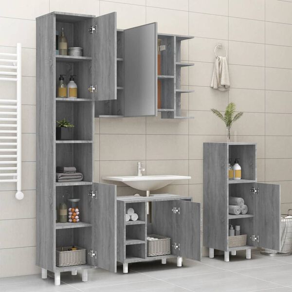 vidaXL Bathroom Cabinet Grey Sonoma Engineered Wood Tall