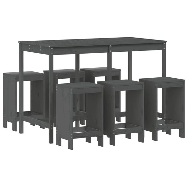 vidaXL Garden Bar Set Grey Solid pine wood Medium Simple