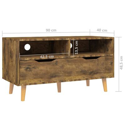 vidaXL TV Cabinet Smoked Oak 35.4"x15.7"x19.1" Engineered Wood