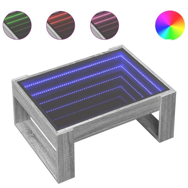 vidaXL Coffee Table Grey sonoma Engineered wood, glass Medium