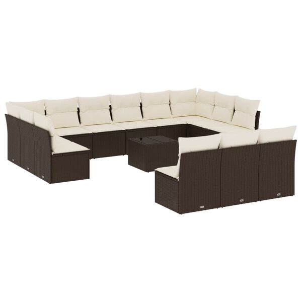 vidaXL Garden Sofa Set Brown, Cream White