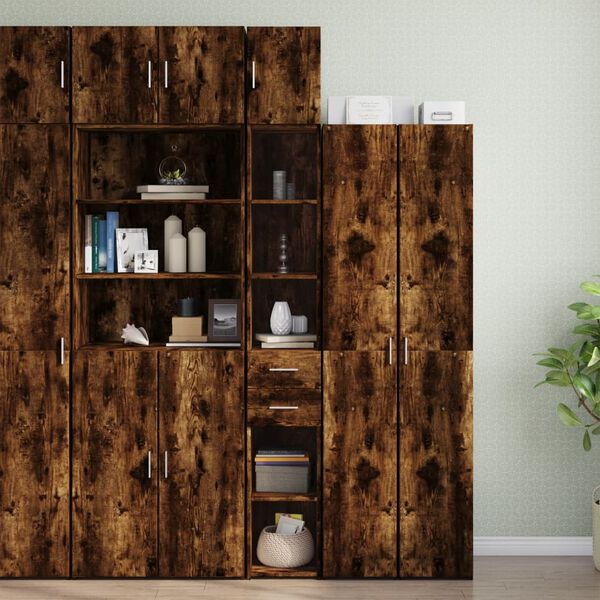 vidaXL Slim Storage Cabinet Smoked Oak Engineered Wood Slim
