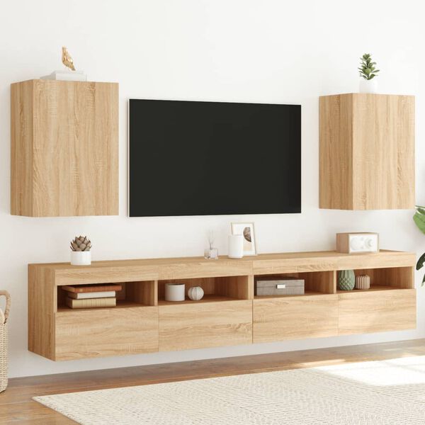 vidaXL TV Wall Cabinet Set of 2 Sonoma oak Engineered wood Standard