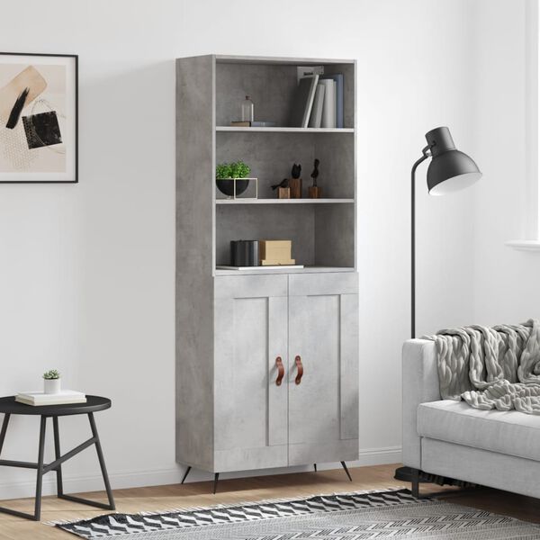 vidaXL Highboard Concrete grey Engineered wood and metal Large Highboard