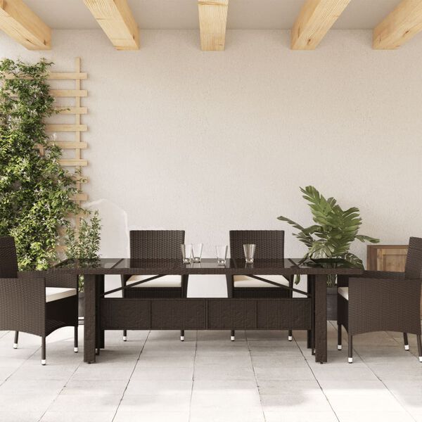 vidaXL Garden Table Brown PE Rattan 94.5 x 35.4 in