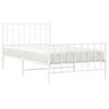 vidaXL Bed Frame White Steel Single Bed Frame Rectangular Durable