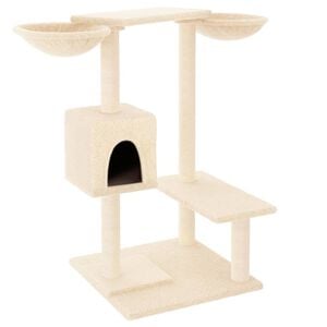vidaXL Cat Tree Cream Engineered wood, plush, sisal Medium Durable
