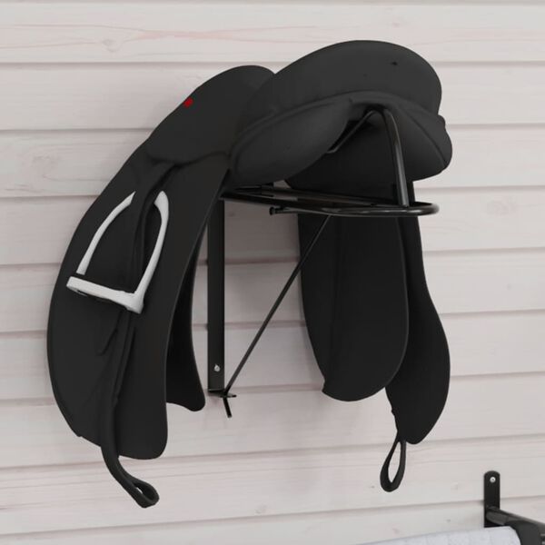 vidaXL Foldable Saddle Rack Black Powder-coated iron Compact Foldable