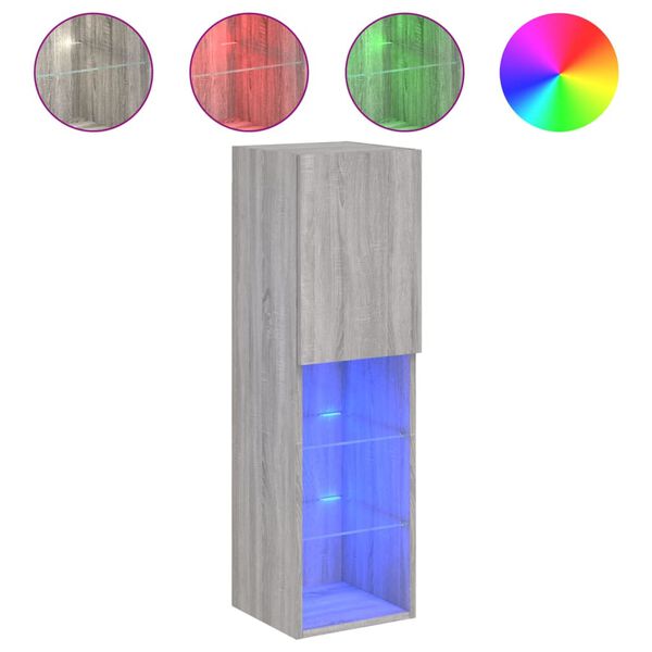 vidaXL TV Cabinet Grey Sonoma Engineered wood, glass Compact TV Cabinet