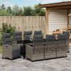vidaXL Garden Dining Set with Cushion 9 pcs Grey Poly Rattan