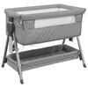 vidaXL Baby Bed With Mattress Light grey Linen fabric, mesh, iron