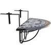 vidaXL Garden Table Black and White Iron frame, Ceramic tile top Compact